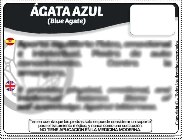 Agata Azul - Tarjeta de Precio en Español