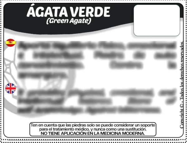 Agata Verde - Tarjeta de Precio en Español