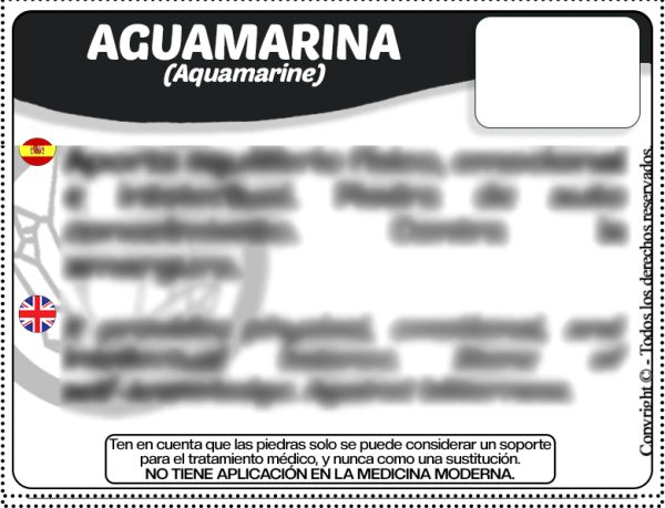 Aguamarina - Tarjeta de Precio en Español