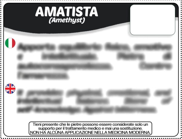 Amatista - Cartellino de Prezzo in Italiano