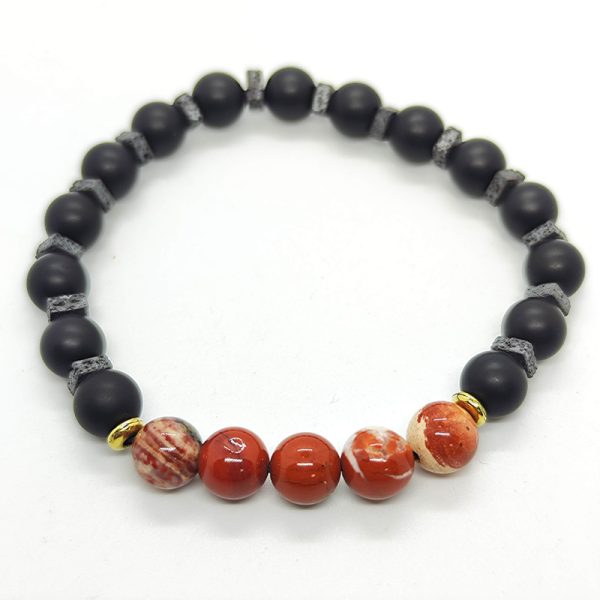 Pulsera de Basalto con Jaspe Rojo