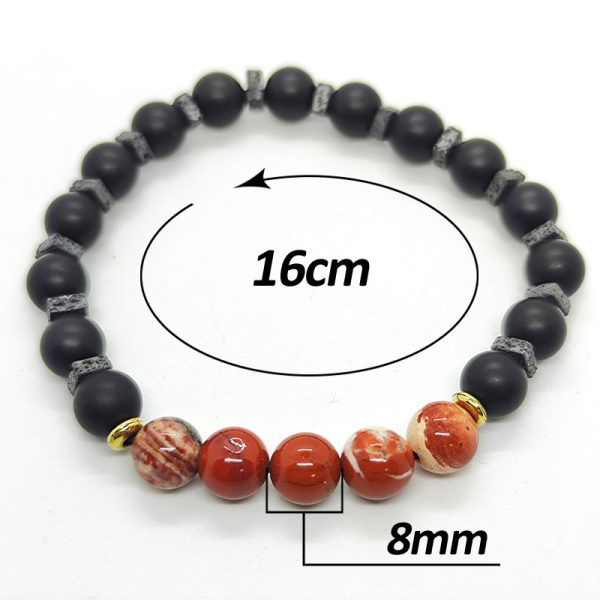 Pulsera de Basalto con Jaspe Rojo