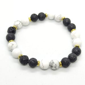 Pulsera de howlita con lava volcanica