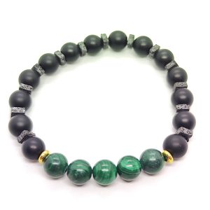 Pulsera de Basalto con Malaquita