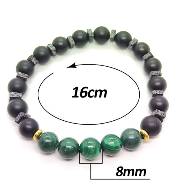 Pulsera de Basalto con Malaquita