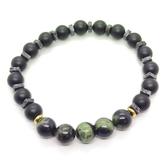 Pulsera de Basalto con Jaspe Obicular