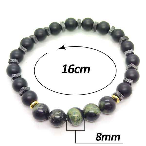Pulsera de Basalto con Jaspe Obicular