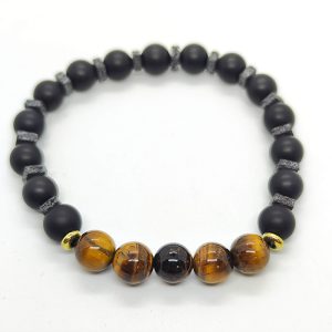 Pulsera de Basalto con Ojo de Tigre