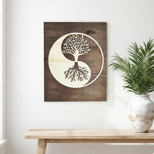 Cuadro de Madera 30 x 40 cm - Arbol Yin Yang