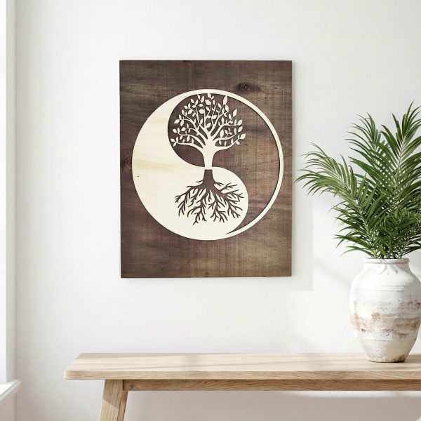 Cuadro de Madera 30 x 40 cm - Arbol Yin Yang