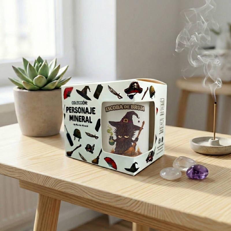 Taza "Escoba de Bruja" - Cianita Negra | Colección Personaje Mineral - Imagen 2